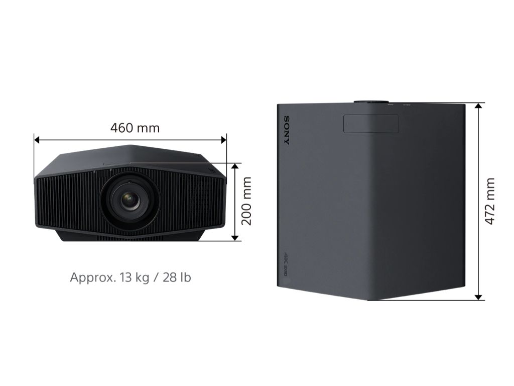 Sony VPL-XW5000 projektorin mitat